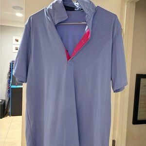 Greyson Blue Polo with Pink Trim